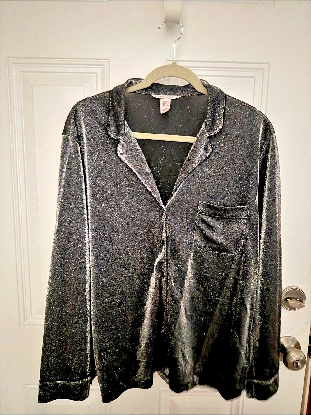 Victoria's Secret Glitter Pajama Set Black Large Like New